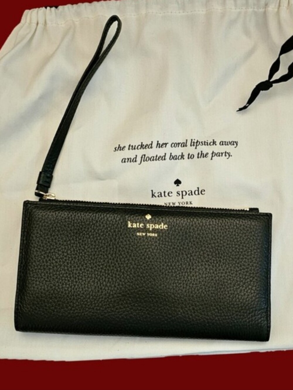 Kate Spade Black Leather Wallet With Dustbag